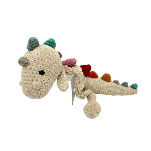 Handmade Other - Handmade Crochet Dinosaur Plush Toy Stuffed Animal Cream‎ Multi Color Spikes